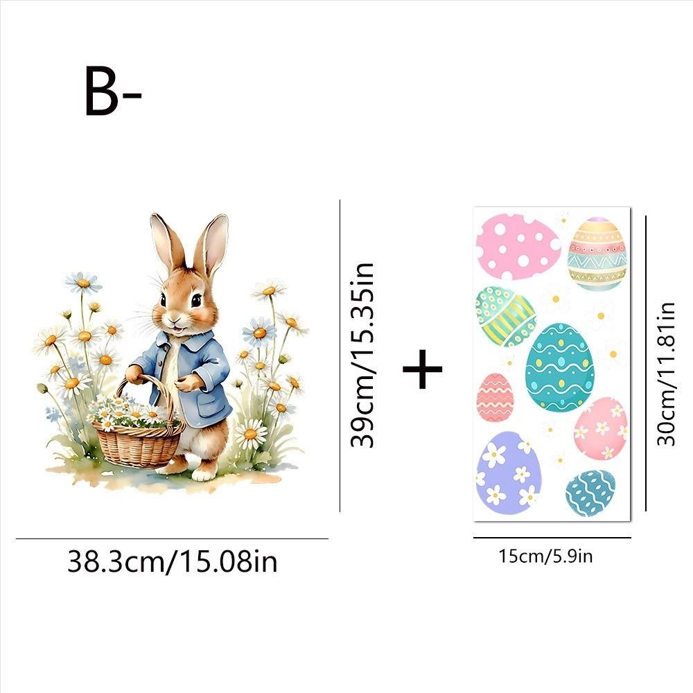 Easter Flower Rabbit Sticker PVC Festival Party Sticker New Wall Stickers  Window Decoration