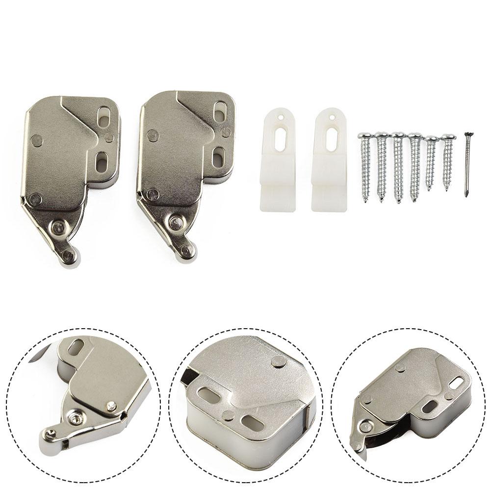 2Pcs Mini Touch Latch Automatic Spring Push Catch Bounce Lock For Cabinet Cupboard Doors Furniture Hardware Accessories