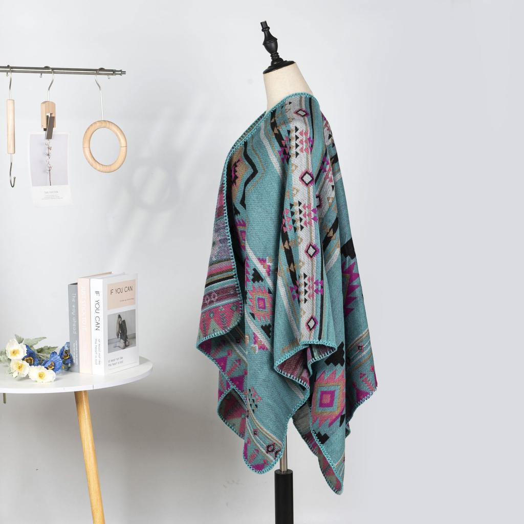 Double-Sided High-End Retro Exotic Ethnic Style Shawl With Women'S Scarf Women'S Simple Warm Cape