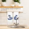 Flower Cat Kitchen Towels Set of 2, Floral Cats Mom Towels for Cat Lovers Women Girls Dish Hand Tea Towel, Cute Light Blue and White Chinoiserie