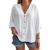 Women's Plus Size 2025 V-neck Button Casual Cotton Linen Cardigan Top