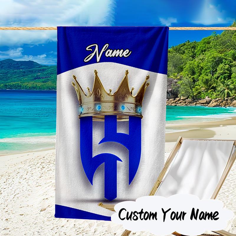 Custom Name Hilal FC Crest Microfiber Beach Towel Super Soft & Absorbent for Bath, Beach, Travel Bath Time Accessory, Fan Gifts
