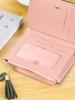 Women Short Wallet PU Leather Splicing Zipper Tassel Card Holder Coin Purse Trendy Fashion Wallet