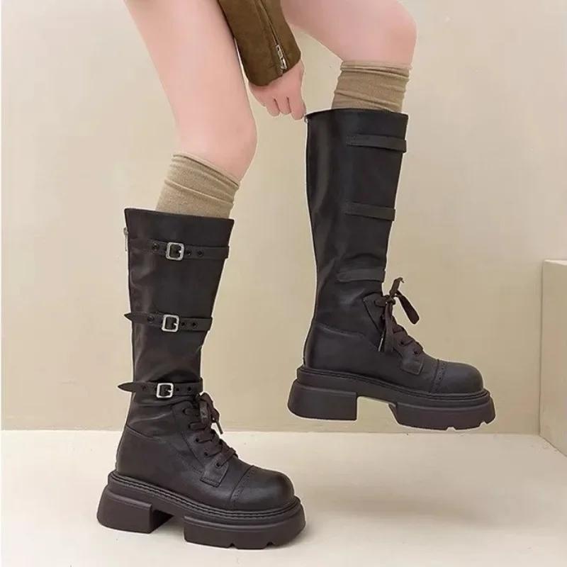 

Распродажа модной женской обуви 2024 года. Модные женские ботинки на молнии. Осенние ботинки с круглым носком и высоким толстым каблуком. Zapatos De Mujer. 40 серый