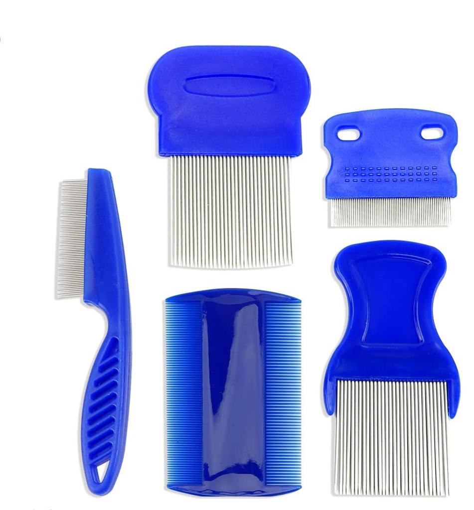Blue Pet Flea Comb Kit With Durable Stainless Steel For Cat And Dog Shedding And Cleaning