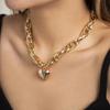 Large Chain Heart Pendant Necklace Metal Exaggerated Necklace Twisted Chain Thick Necklace  Women