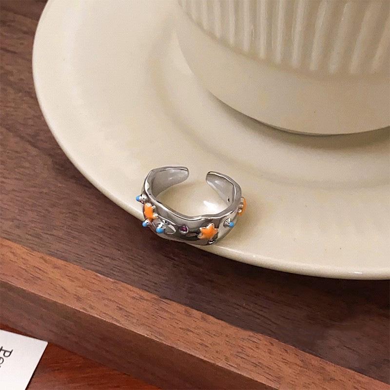 Children's Adjustable Star & Flower Bamboo Ring for Women - Stackable, Stylish, and Cool