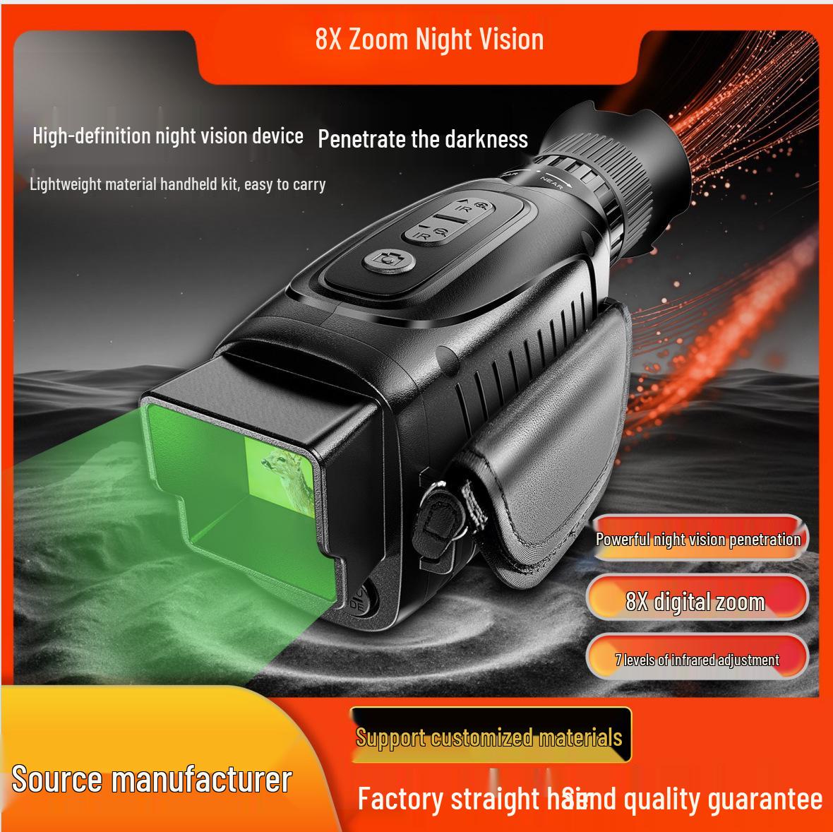 

Повністю чорний HD Цифровий Інфрачервоний Монокулярний Телескоп Нічного Бачення, 8-кратний Зум, Подвійного Використання для Дня та Ночі