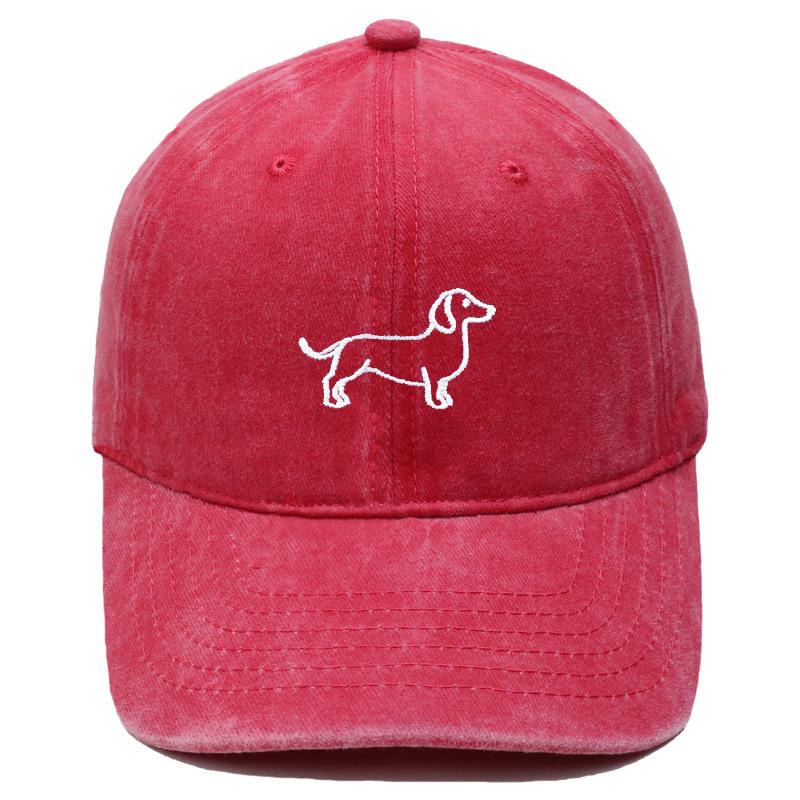 New cartoon cute puppy embroidered baseball cap washed retro simple men's and women's casual versatile sunshade cap