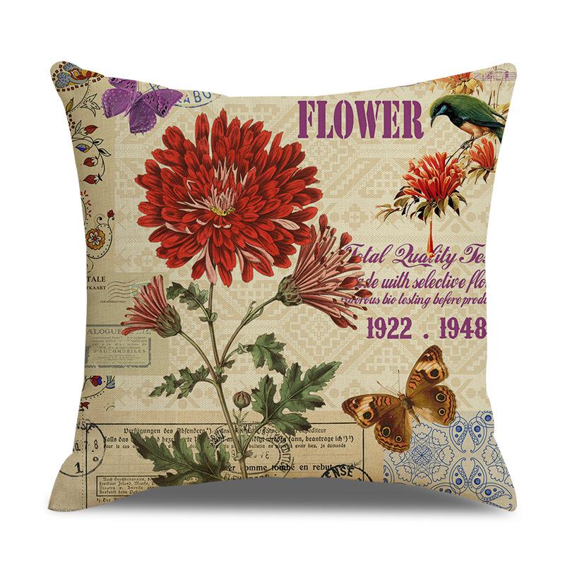 Linen Pillowcase American Rustic Rose Sofa Cushion Cover Retro Style Car Home Soft Decoration