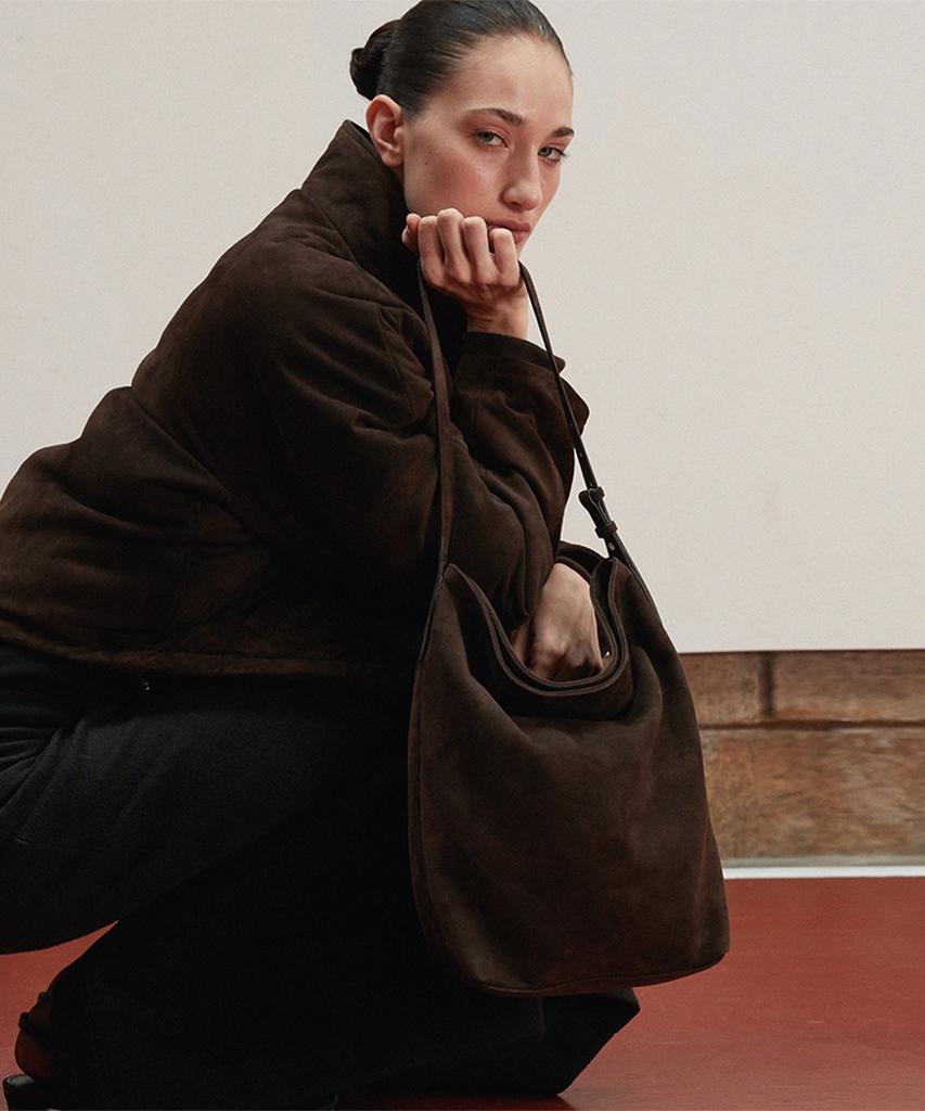 Verdemar Suede Contour Shoulder Bag