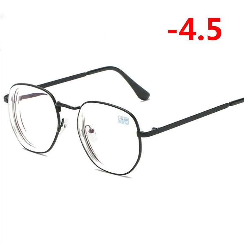 -1.0 -1.5 -2.0 To -6.0 Student Myopia Glasses Finished Golden And Black Frame Blue Film Short Sight Eyewear Prescription Glasses