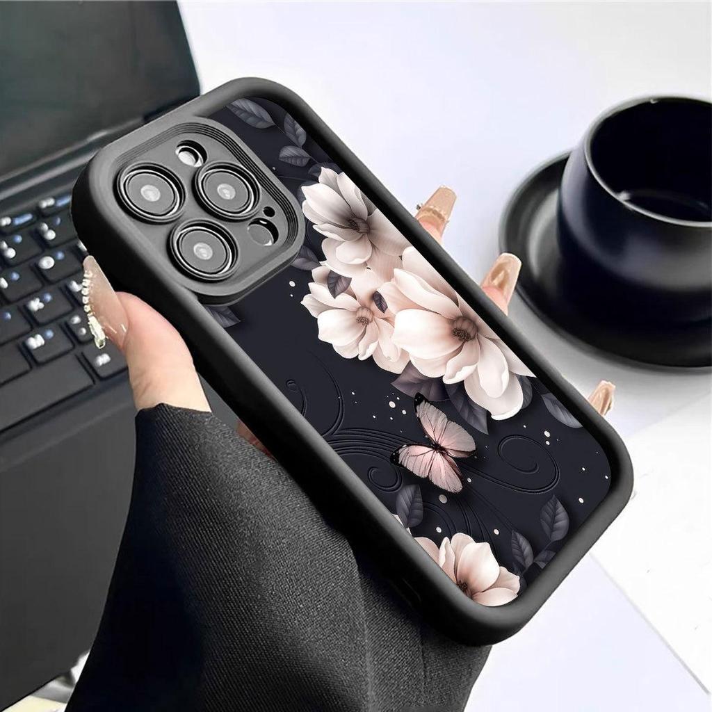 Apricot Blossom iPhone 14-17 Pro Max Black Protective Case