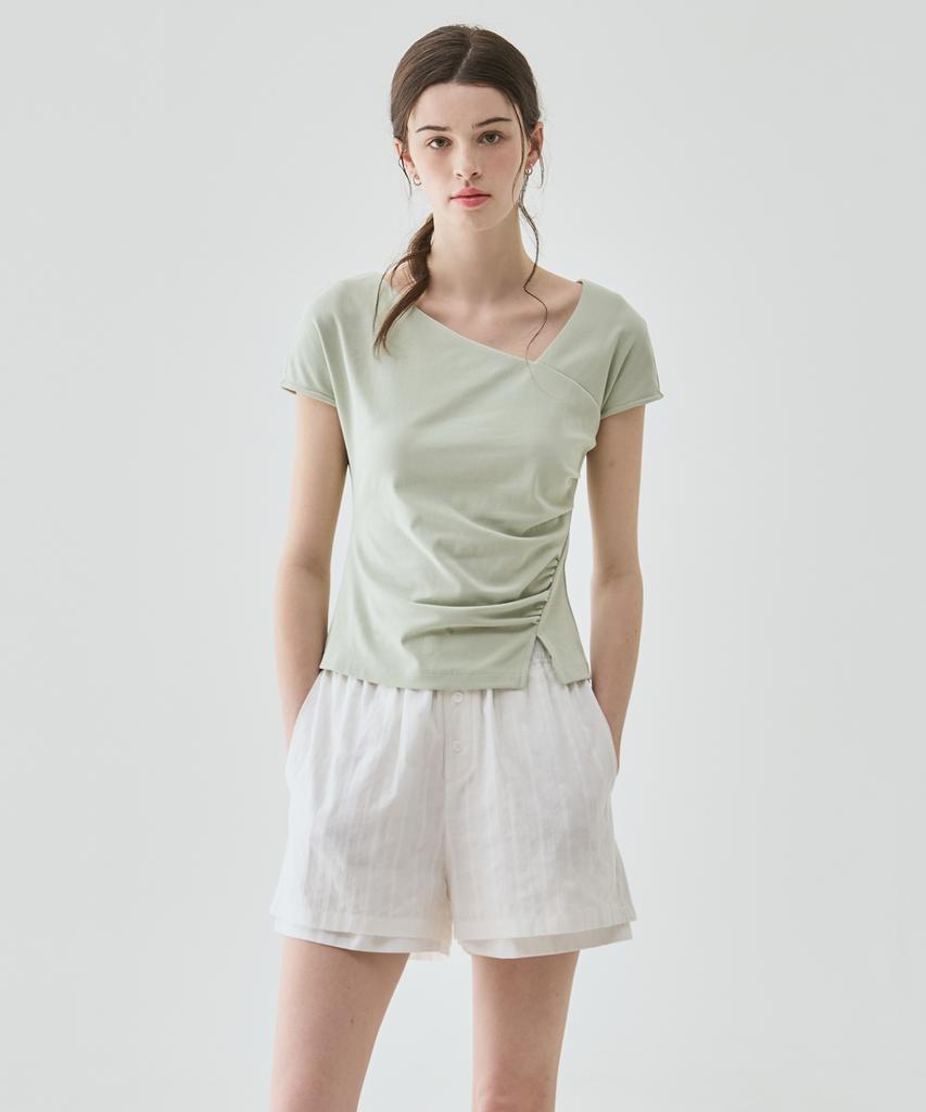 Deuloupisumeon Curve Shirred Tuck T-Shirt [Mint]