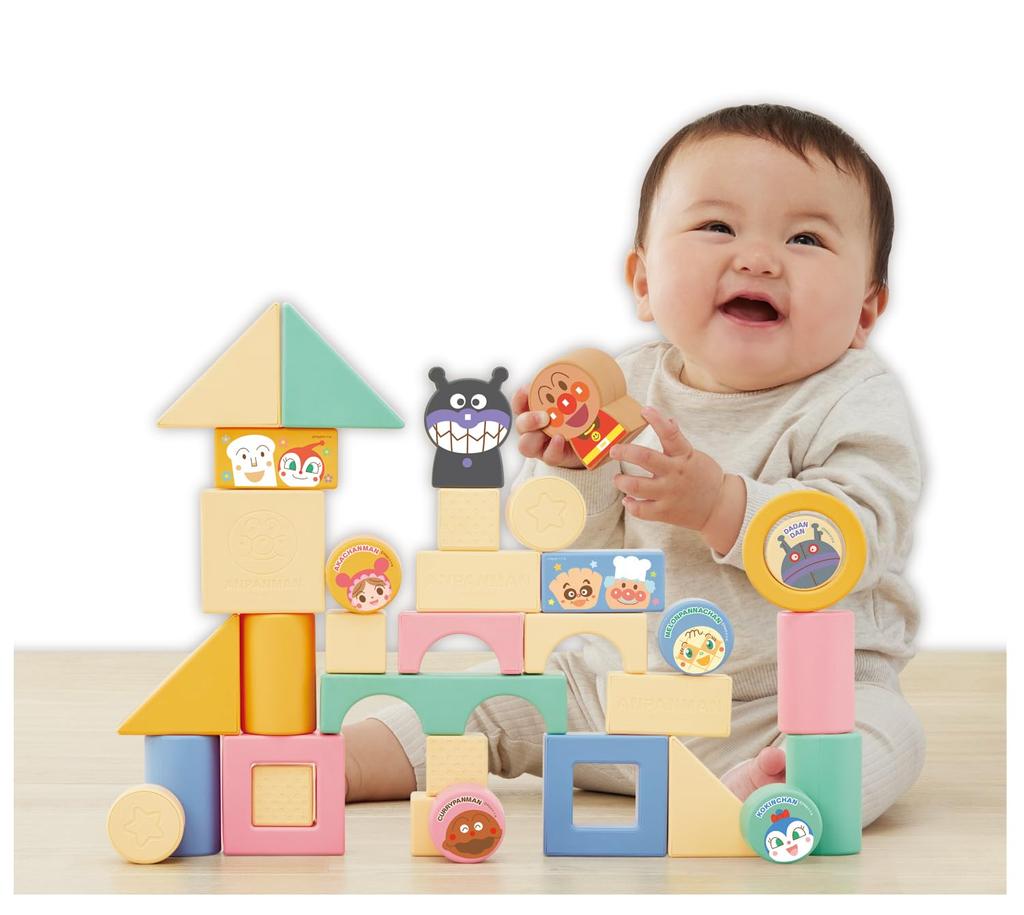 AGATSUMA Anpanman Nature's Blessing: Rice-Made Building Blocks DX (Ages 0+)