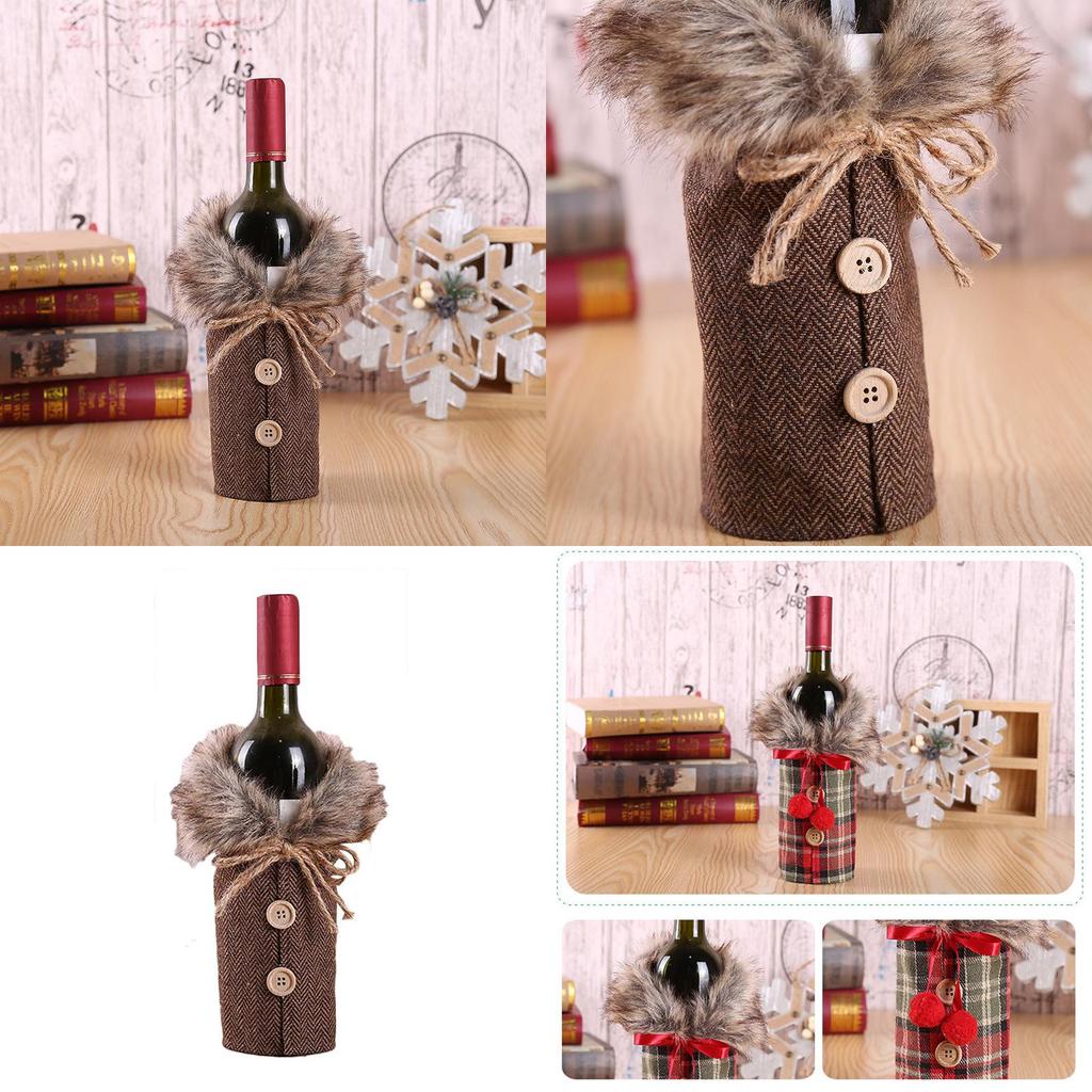 Luxurious Santa Claus Wine Bottle Cover Gift Bag For Festive Christmas Table Decor