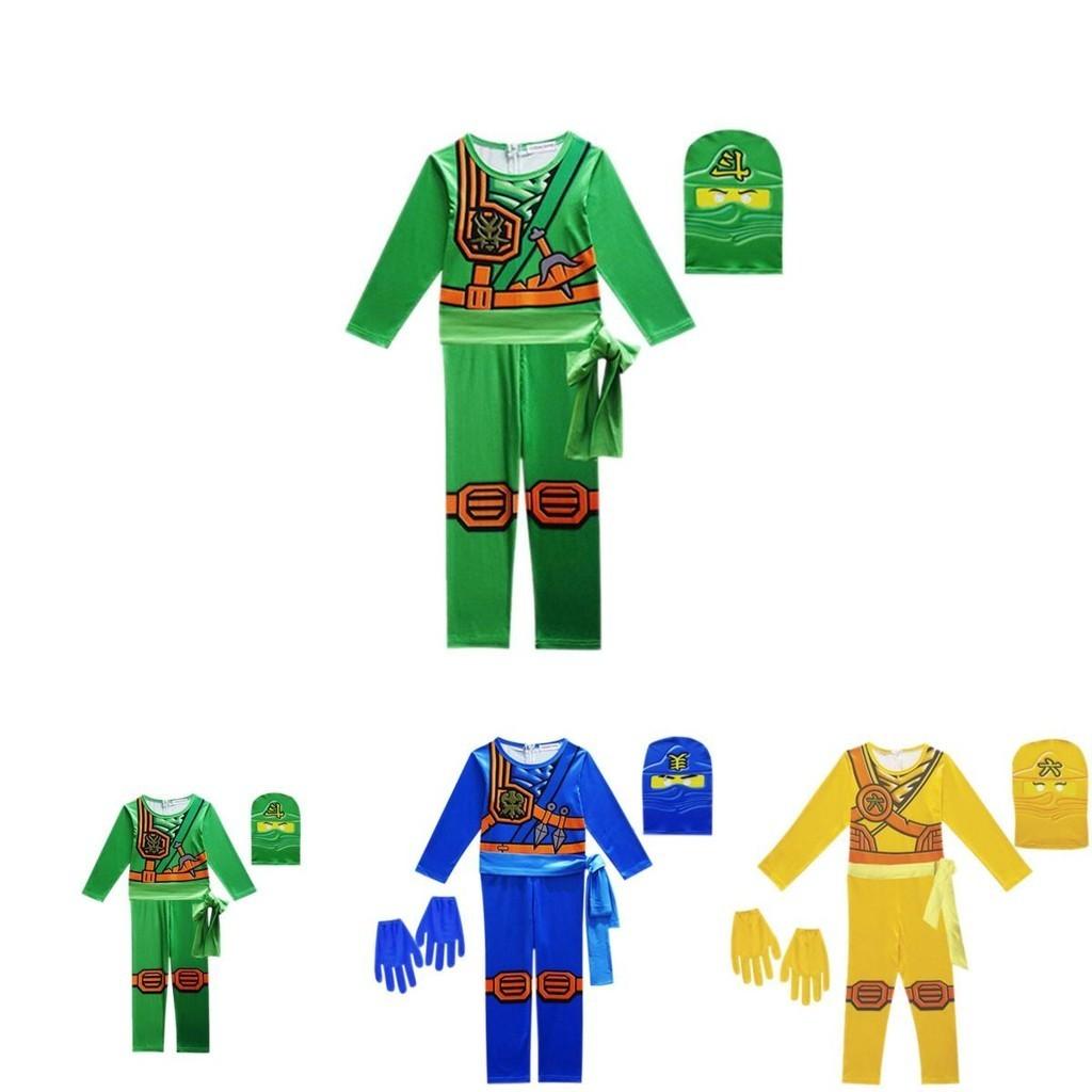 Cool Ninjago Inspired Kids Cosplay Party Clothes Set With Glove Hat And Jumpsuit