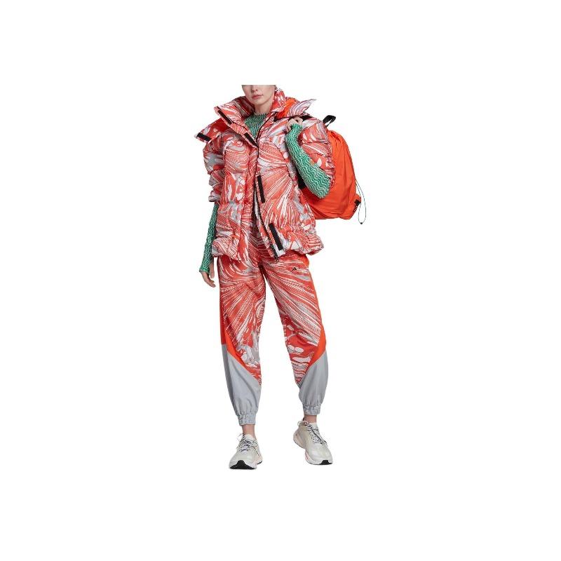 adidas Hooded Logo Print Drawstring Cotton Jacket Women Jacket Orange HI6087