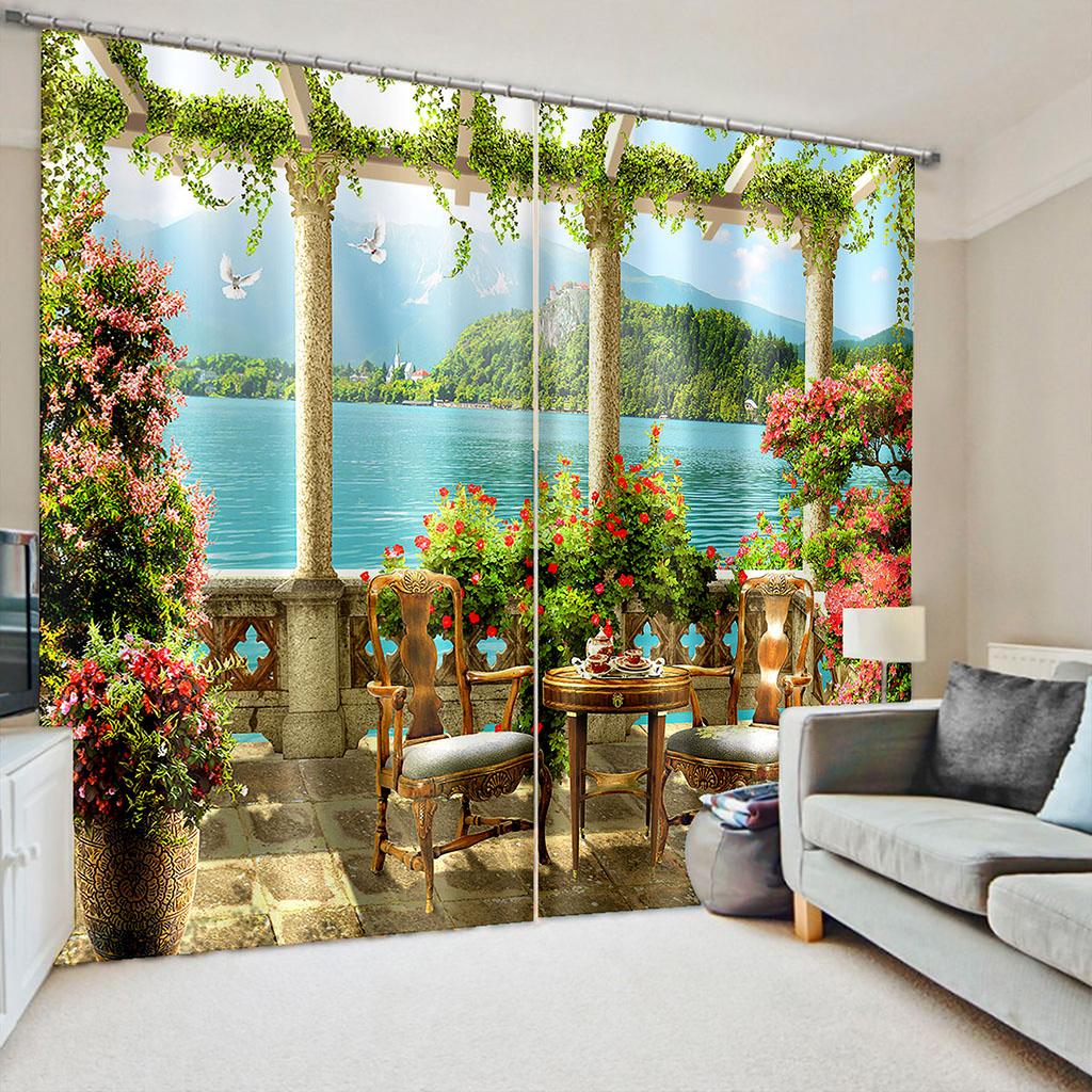 

Природа Пейзаж Море Сад Дерево Элегантный Печать Затенение Окна Шторы для Детей Гостиной Спальни Ванной Двери 2 Шт. Дешевые W75 X H166(CM)X2&Hook