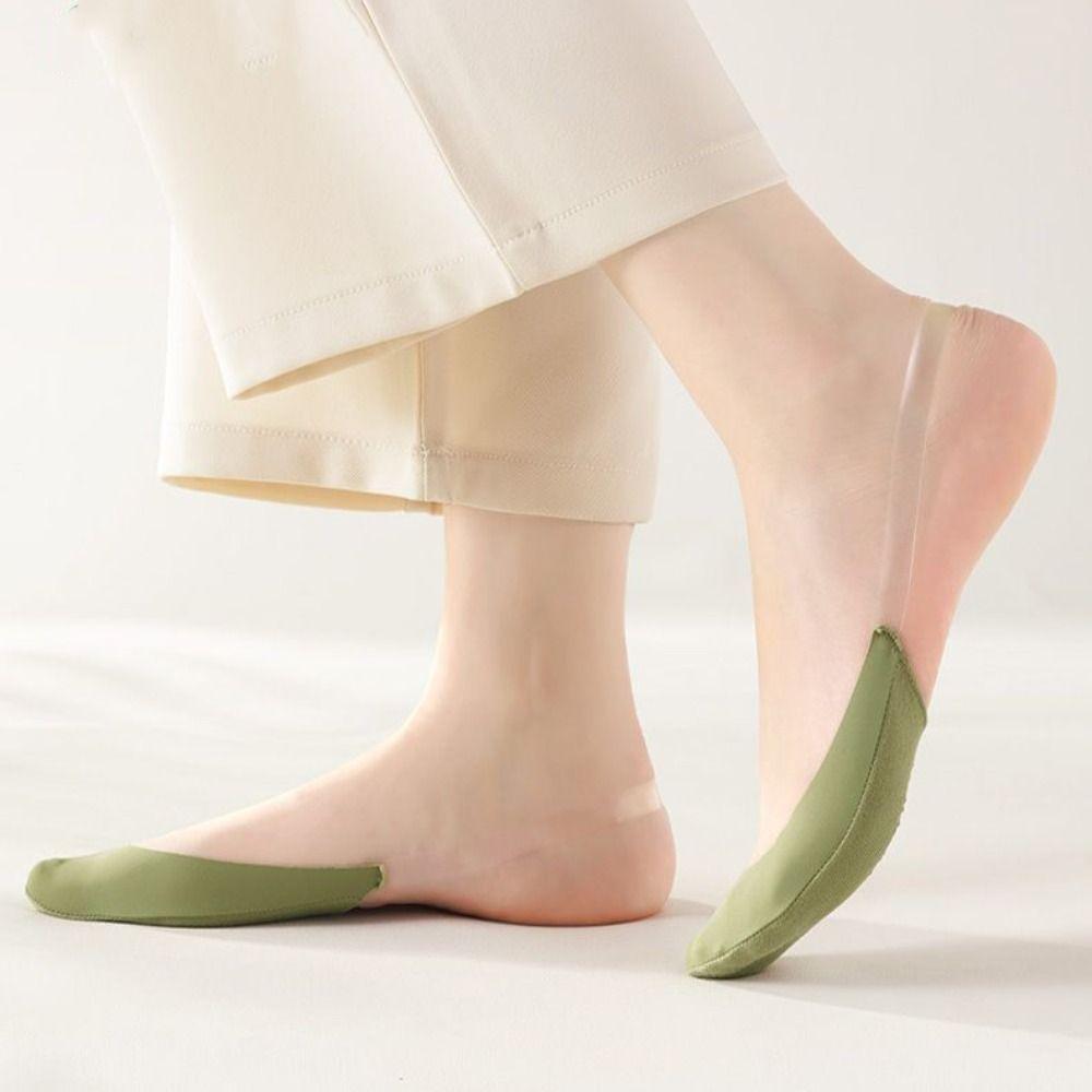 

Shallow Mouth Half-Palm Suspender Socks Ice Silk Women Invisible Boat Socks Basic Lady телесный