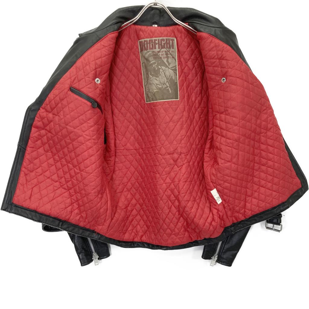 DOG FIGHT Black Leather Double Rider Jacket Jacket 38 blackUsed