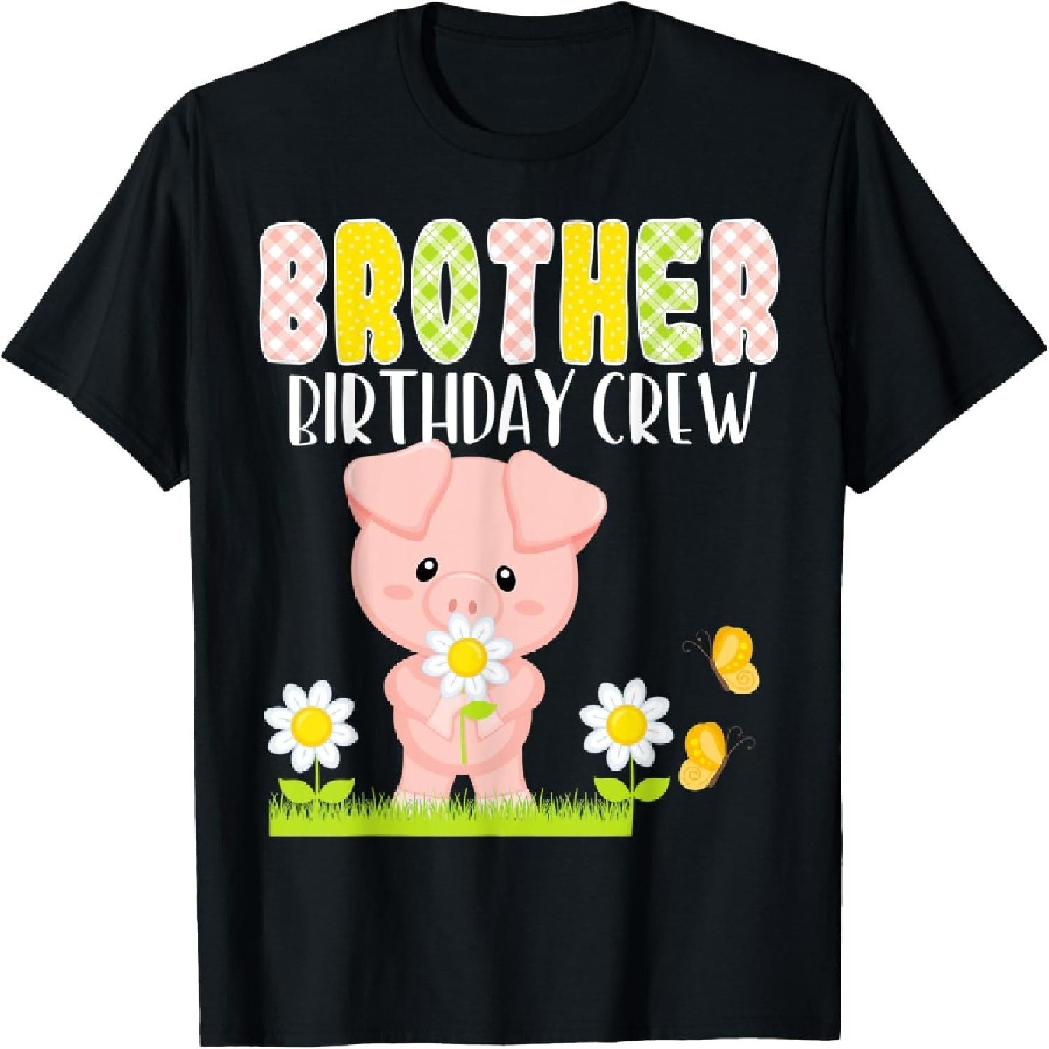 Pig Brother Birthday Crew Birthday Boy Girl Piglet Party T-Shirt S