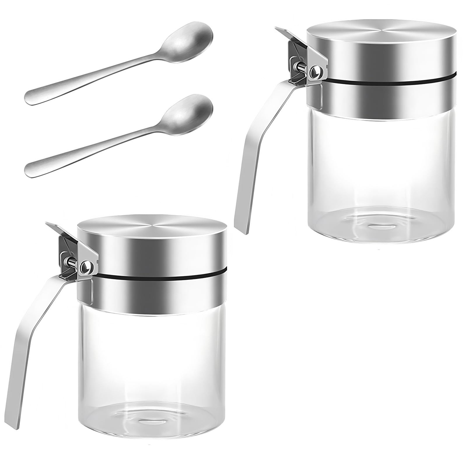 Набор из 2 спецовниц Doyime (300мл) с солонками и перечницами, стеклянными емкостями для хранения специй и ложками