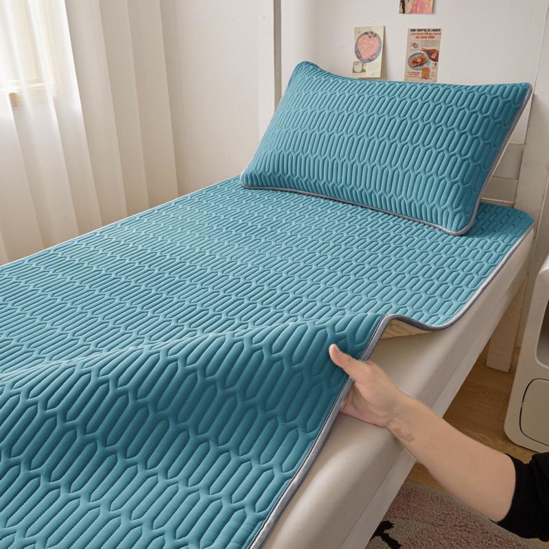 Thickened Ice Silk Cool Bed Sheet & Latex Mattress Topper for Summer
