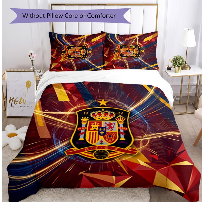 Set Lenzuola Stampate Caldo e Traspirante 3 Pezzi Spagna Calcio, Come Regalo per Inaugurazione Casa o Festa