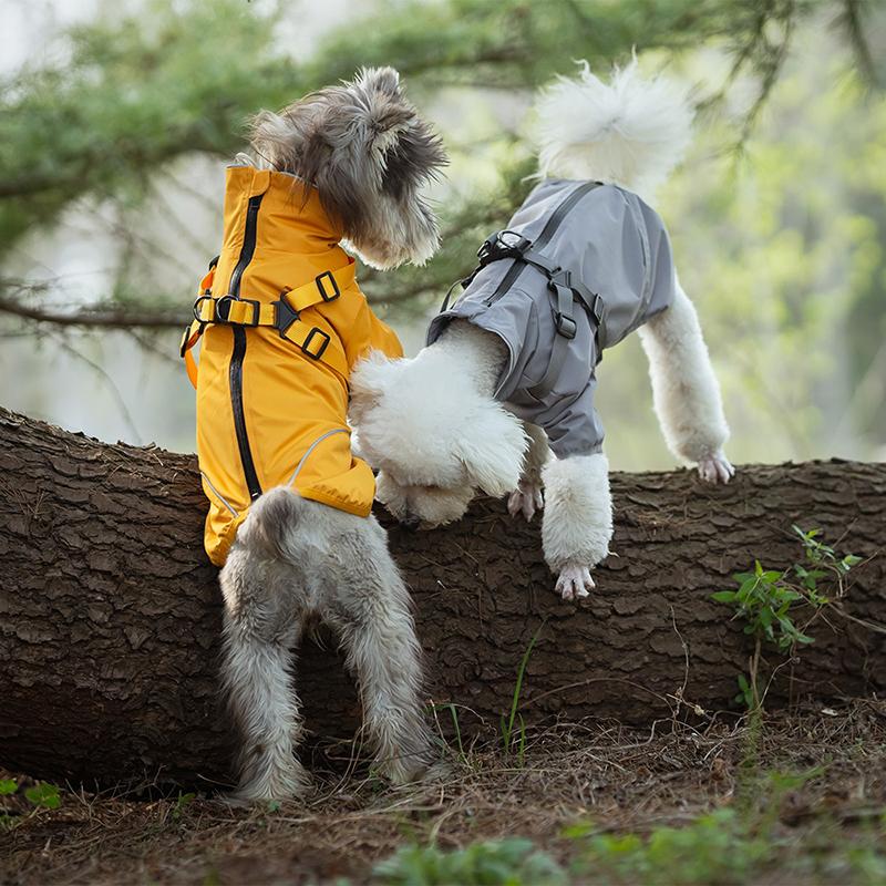 Pet Outdoor Dog Raincoat Reflective Waterproof Pet Spring Clothes Small Medium Dogs Hoodie Chest & Back Raincoat Accessories