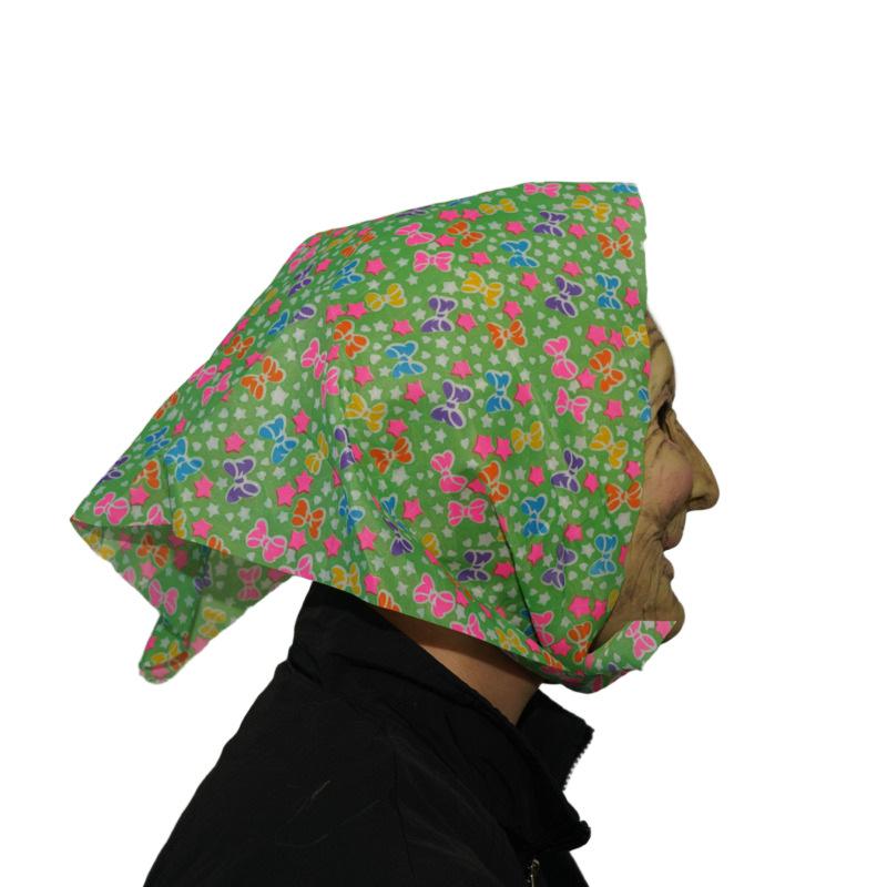 Grandma's latex headgear, old woman's mask with headscarf