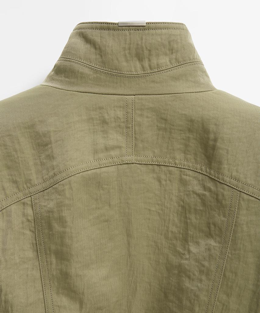 Lmood Baron Washed Nylon Bomber Jacket Beige