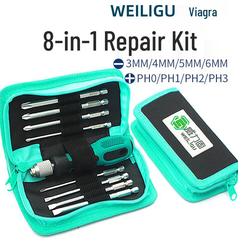 8-in-1 Multi-Functional Screwdriver Set: Phillips, Flathead, U-Shaped, Y-Shaped, with Strong Magnetic Tips