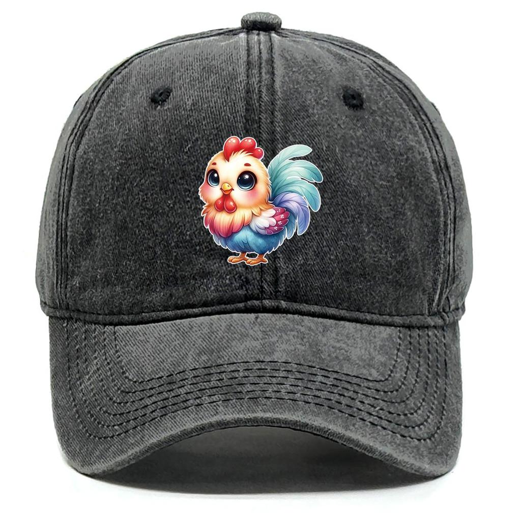 Rooster Print Adjustable Baseball Hat, Animal Flat Cap Lightweight Vintage Non-Stretch Fabric Headwear Snapback Sun Hat