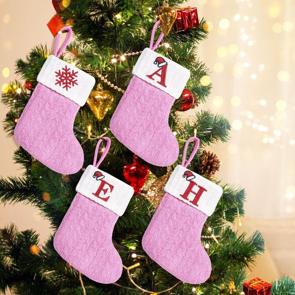 Thickened Christmas Alphabet Knitted Socks Large Capacity Candy Gift Bags  Xmas Gift