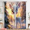 2pcs,2D Plane Printing Curtains Digital Printed Cute Christmas Reindeer Snow Scene Polyester Woven (without Rod) Festive Ldeal