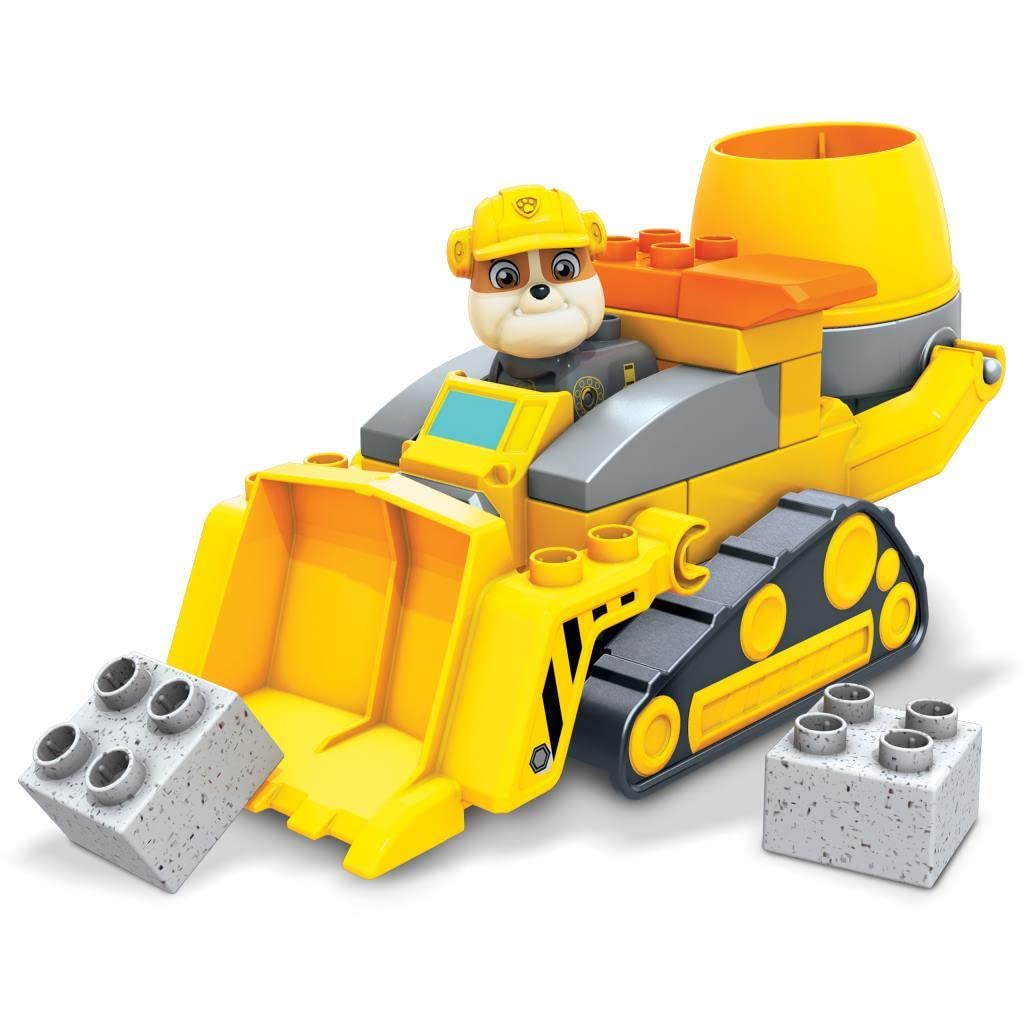 Mega Bloks Paw Patrol The Movie Rubble Super Power Bulldozer, Ages 3 and up, GYW91, Yellow