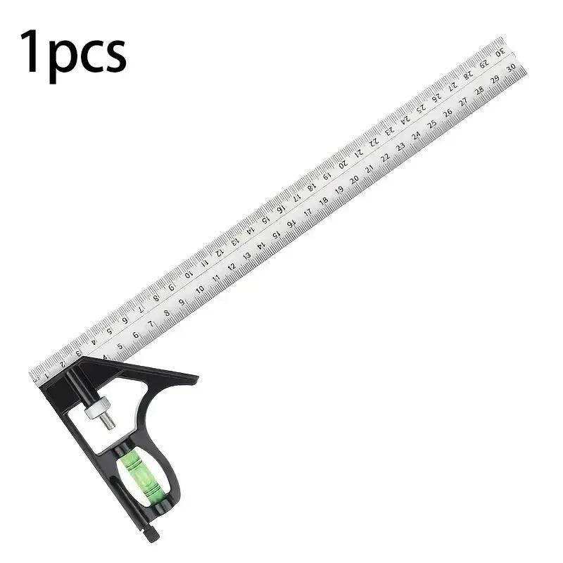 

300mm Stainless Steel Angle Combination Square Ruler Horizontal Movable Carpenter Woodworking 45 Degree Right Level Moving