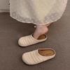 French Fashion Woven Hollow Breathable Bag Head Slippers Non-slip New Wear Flat Bottom Cool Slippers Women 2025 Summer
