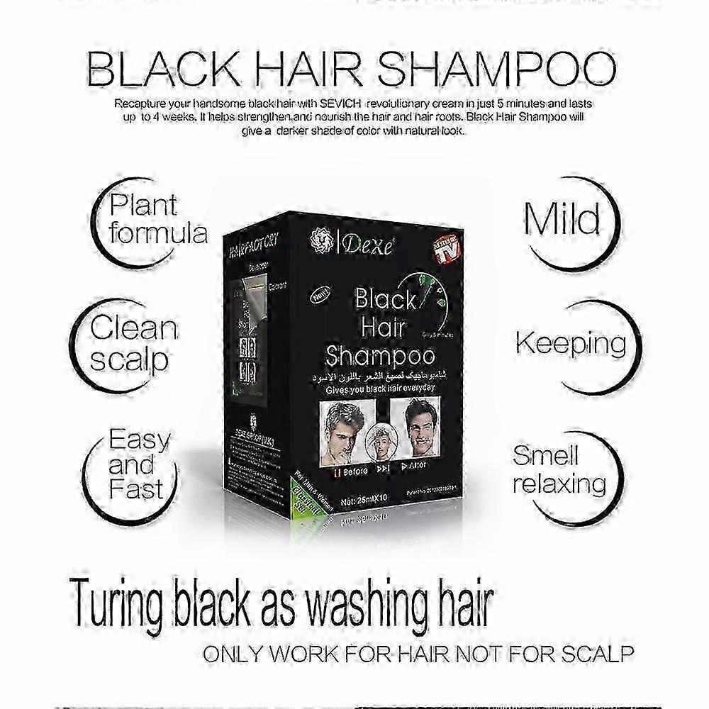 2025 Dexe 5-Minute Instant Black Hair Dye Shampoo - Quick & Easy for All Hair Types