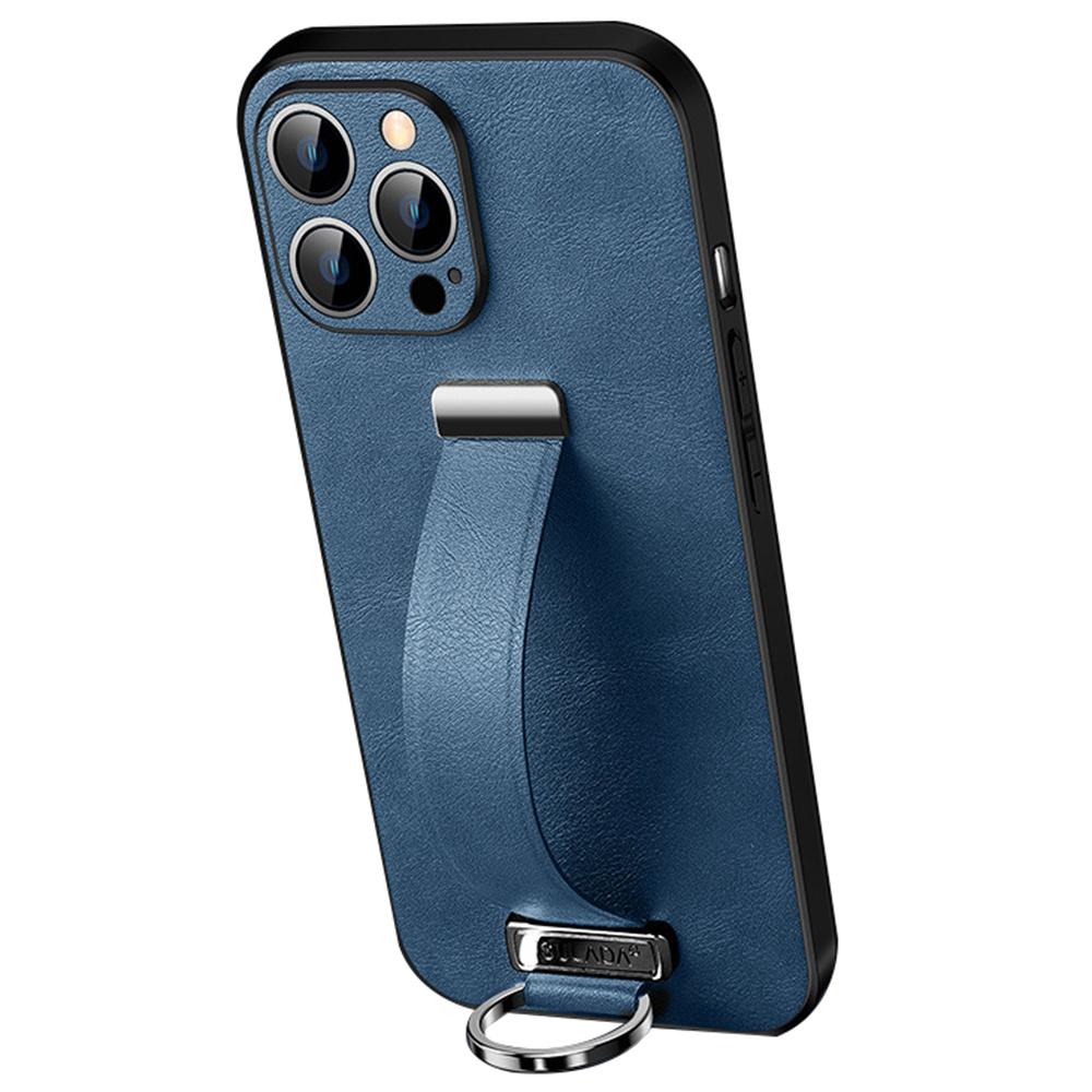 SULADA Moteserie for iPhone 16 Pro Max Deksel Armbånd Støtte Lær Bakside Telefondeksel