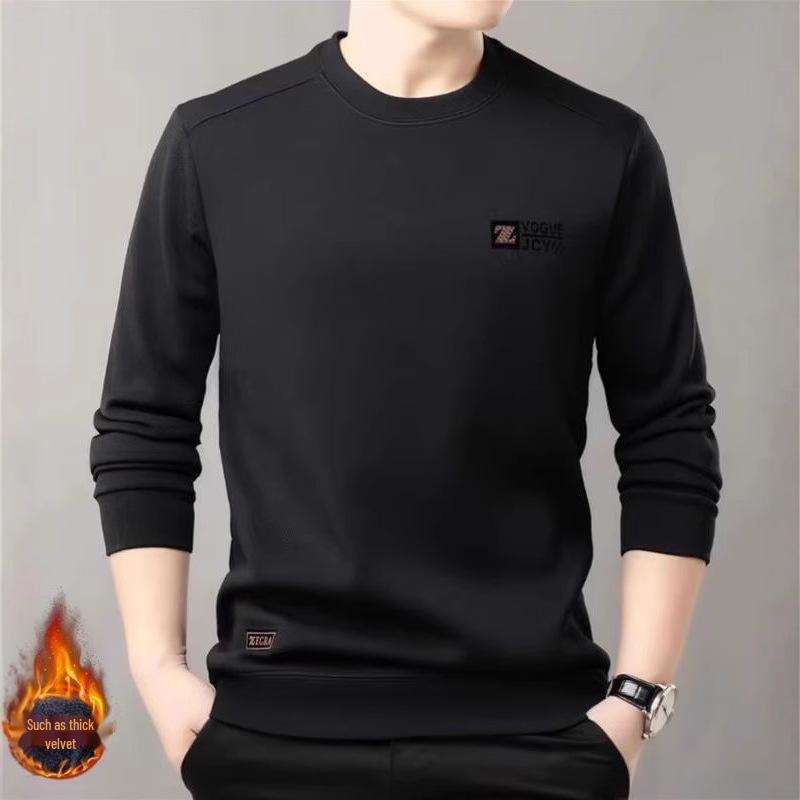 Hanorac de pluș pentru bărbați Toamnă/Iarnă - Gros, Gât rotund, Mânecă lungă, Pulover simplu de modă cu imprimeu