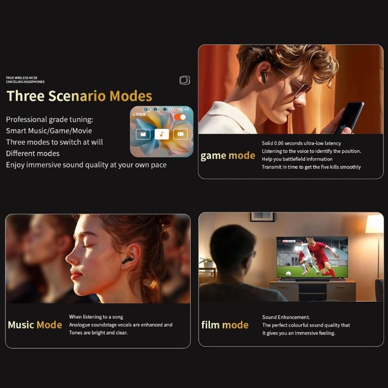 LY30 Wireless Earbuds Touch Control With Colorful LED Display Intelligent Noise Reduction Comfortable Earphones