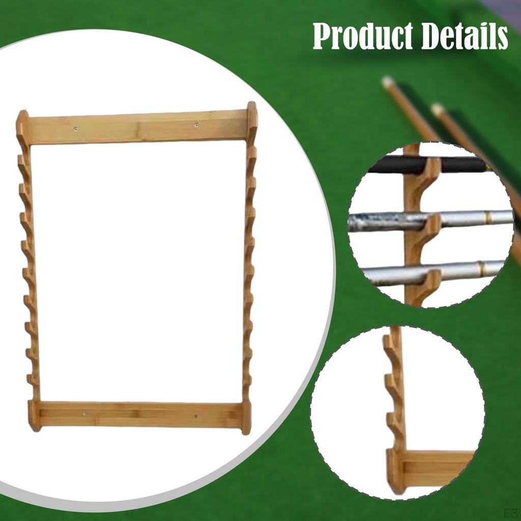 Fishing Rod Holder Pole Rack Horizontal Wall Mounted Support Organizer Pool Cue Display