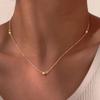 Minimalist Round Bead Necklace 18K Gold Plated for Women Gold Color Stainless Steel Flat Rolo Chain Jewelry Gifts
