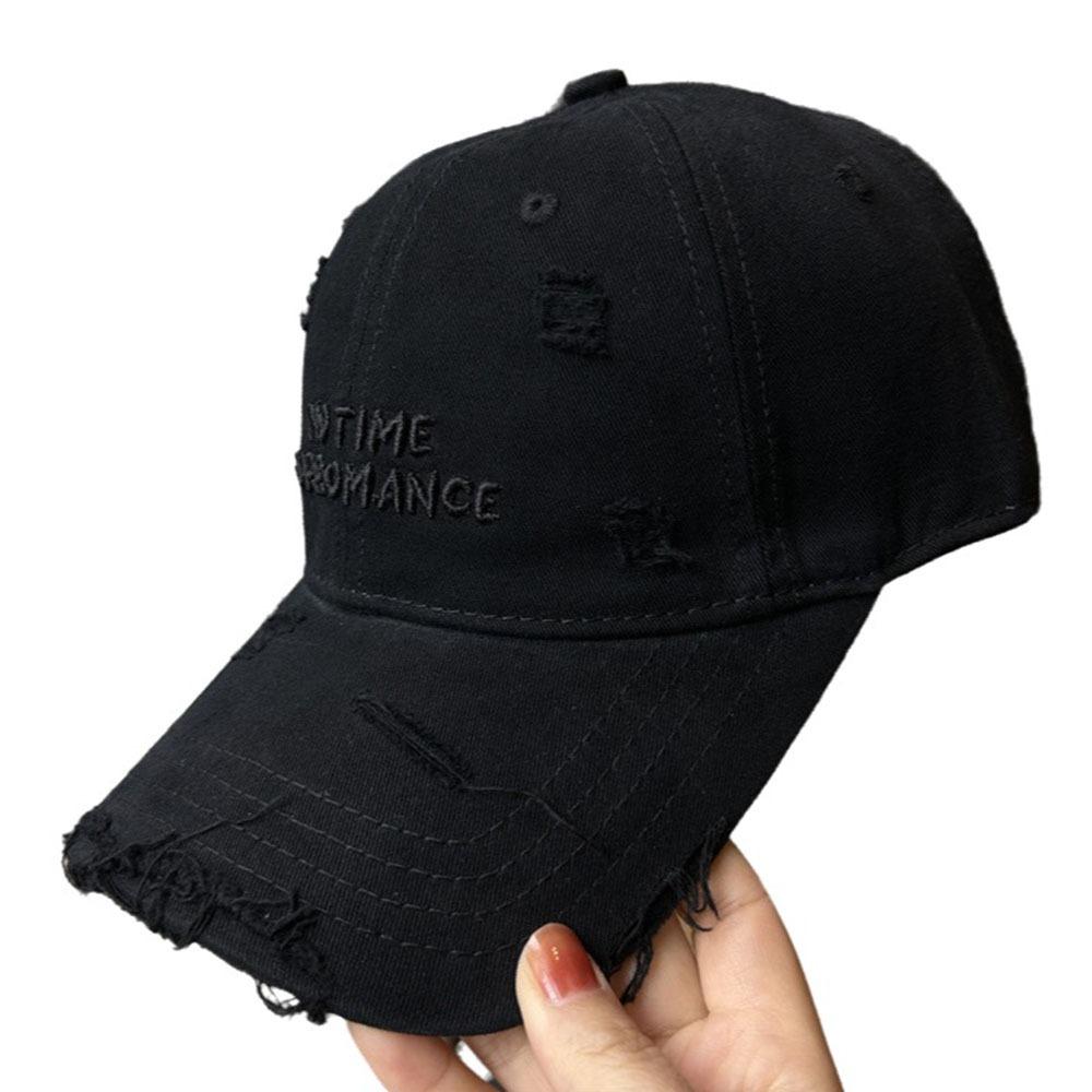 Korean Letter Baseball Hat Alphabet Embroidery Holes Peaked Cap Casual Snapback Cap  Men Women