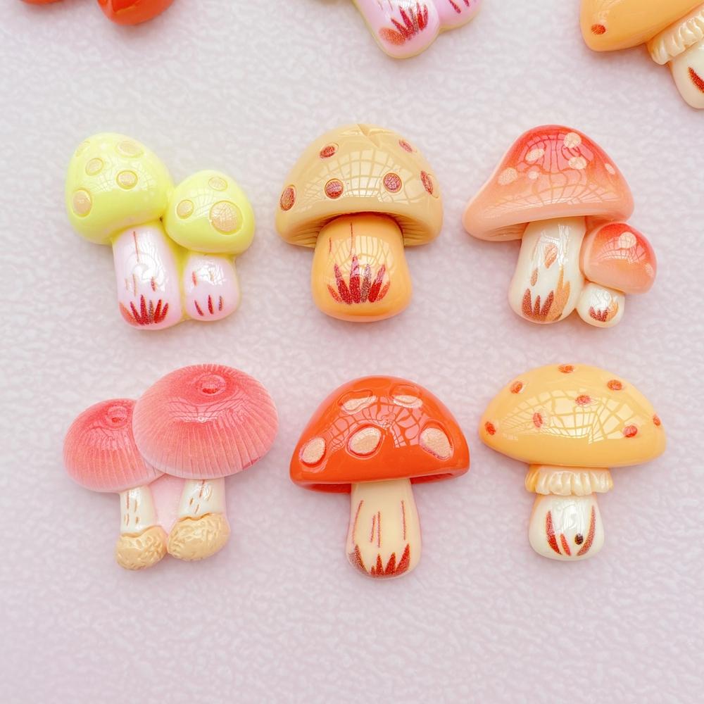 10Pcs New Resin Cartoon Mushroom Series Flat Back Cabochons Scrapbooking DIY Jewelry Craft Decoration Accessories