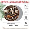 2D Flat, 1pc Round Aluminum Sign, "Whiskey and Cigar Bar" Vintage Design, Whiskey Glass & Cigar Metal Wall Art, Ideal for Man Cave, Bar, Garage, Gift