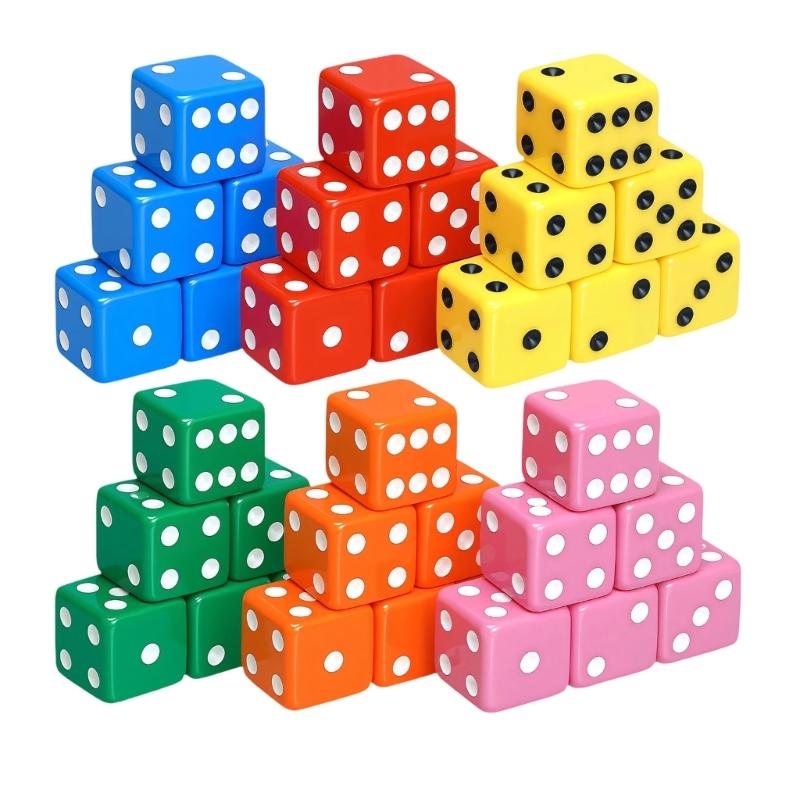 Casinos Theme Party Dices 19Mm Number Marker Set, 36 Acrylic Assorted Counters Large Opaque Dices Bulk for Board Game Birthday Theme Party Supply