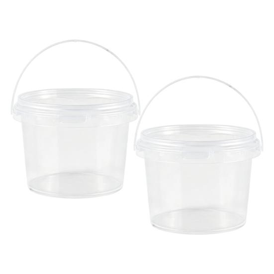 Leakproof Food Containers 2PCS Round Buckets, with Lid And Handle Disposable Containers, Moisture Proof Jars Stackable Food-grade Plastic Storage